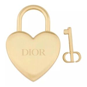 Dior Brushed Gold Heart Cadena Padlock and Key